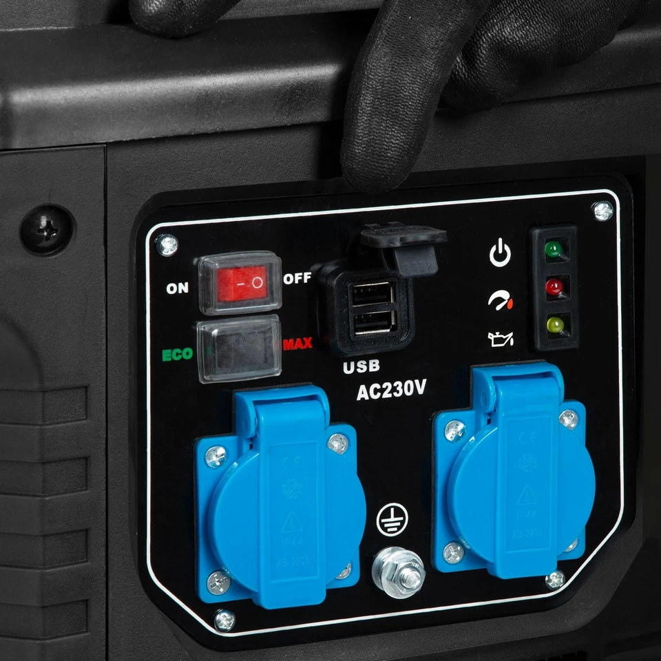 EBERTH 2000 Watt Generatore di Corrente Inverter 3 CV Gruppo Elettrogeno 2x 230V - Immagine 3 di 4