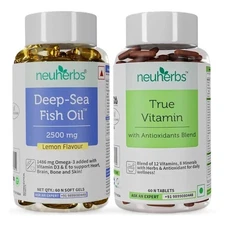 Neuherbs Daily Vitamin Supplement Combo - Multivitamin & Fish Oil - 60 Units