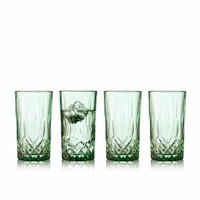 Lyngby Glas Highballglas Sorrento 4Er Set, LongdrinkgläSer, Glas, GrüN, 380 Ml