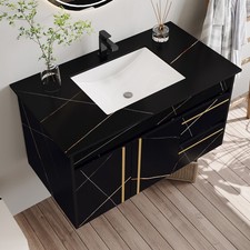 35.2" Wall Mounted Bathroom Vanity w/Sink, 2 Drawers, Floating Vanity Cabinet