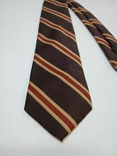 Guy Laroche Tie Cravates Paris Men's Brown Striped Classic Career Vintage EUC