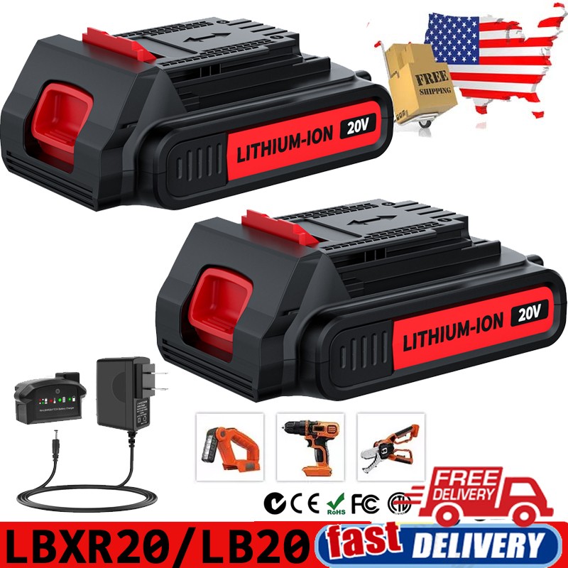 Lithium 3.5Ah For Black+Decker MAX Battery / Charger 20V LBXR20 LBX20 LCS20 3AH