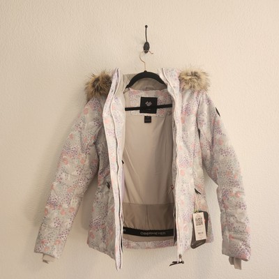 Obermeyer Women's Size 4 Pastel Floral Faux Fur Snow Jacket NWT