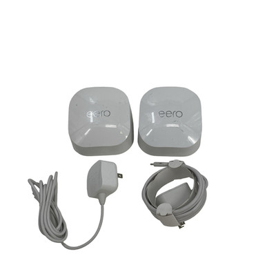 LOT OF 2 Eero 6+ Plus R010001 Dual Band Mesh Wi-Fi 6 Router White #L8787 (AR)