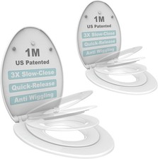 2 Pack 1M Family Elongated Toilet Seat Slow Close Built-in Toddler Training Pot