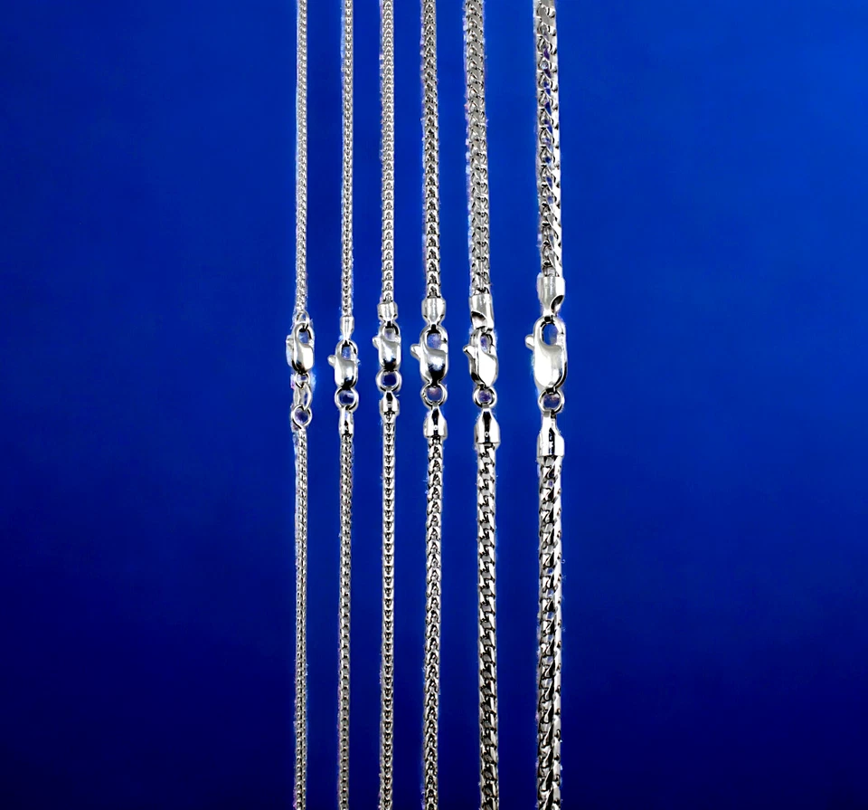 Pulseira corrente ouro branco 10K tampa sólida caixa redonda Franco real 1mm-3mm 7"-9"