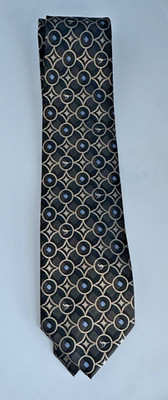 Grace Boon Australian Made Brown Blue Flower & Kangaroo Print Men's Neck Tie 57''