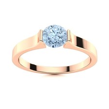 Womens day Sale Round Aquamarine Engagement Solitaire Ring 925 Silver