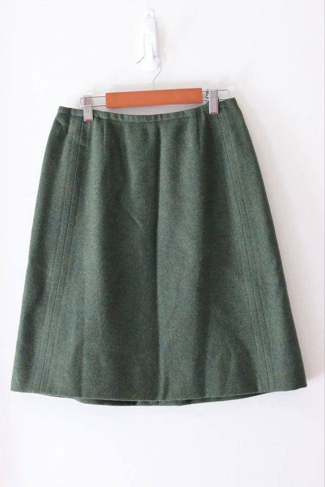 Falda Pendleton Vintage Mujer Verde Oscuro Lana Virgen EE. UU. Lápiz Hasta la Rodilla 14