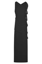 Meshki Daria Draped Chiffon Maxi Dress Black Womens Size XS NEW
