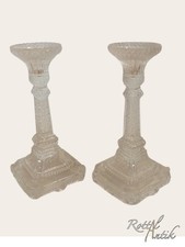 28826 Antikes Paar Pressglas Kerzenleuchter um 1900 Historismus Kerzenst&auml;nder