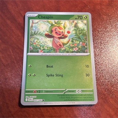 Nintendo Pokémon TCG Chespin 005/086 CRI Basic Grass 70 HP English