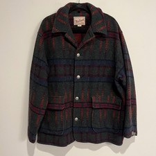 VTG Woolrich Jacket Coat Southwestern Western Aztec Blanket Wool Blend Mens XL