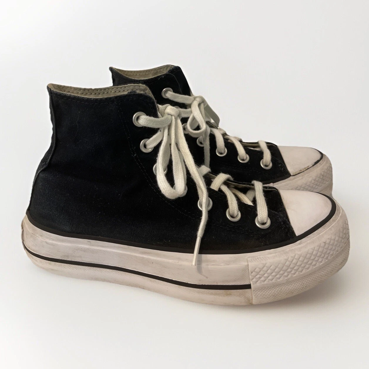 Sneakers donna Converse CTAS nere in tela con plateau alte taglia 6 5 560845C