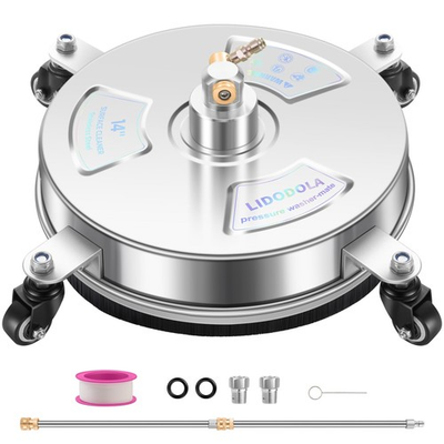 #ad 14quot; Pressure Washer Surface Cleaner with 4 Wheels Stainless Steel Surface C... $114.31