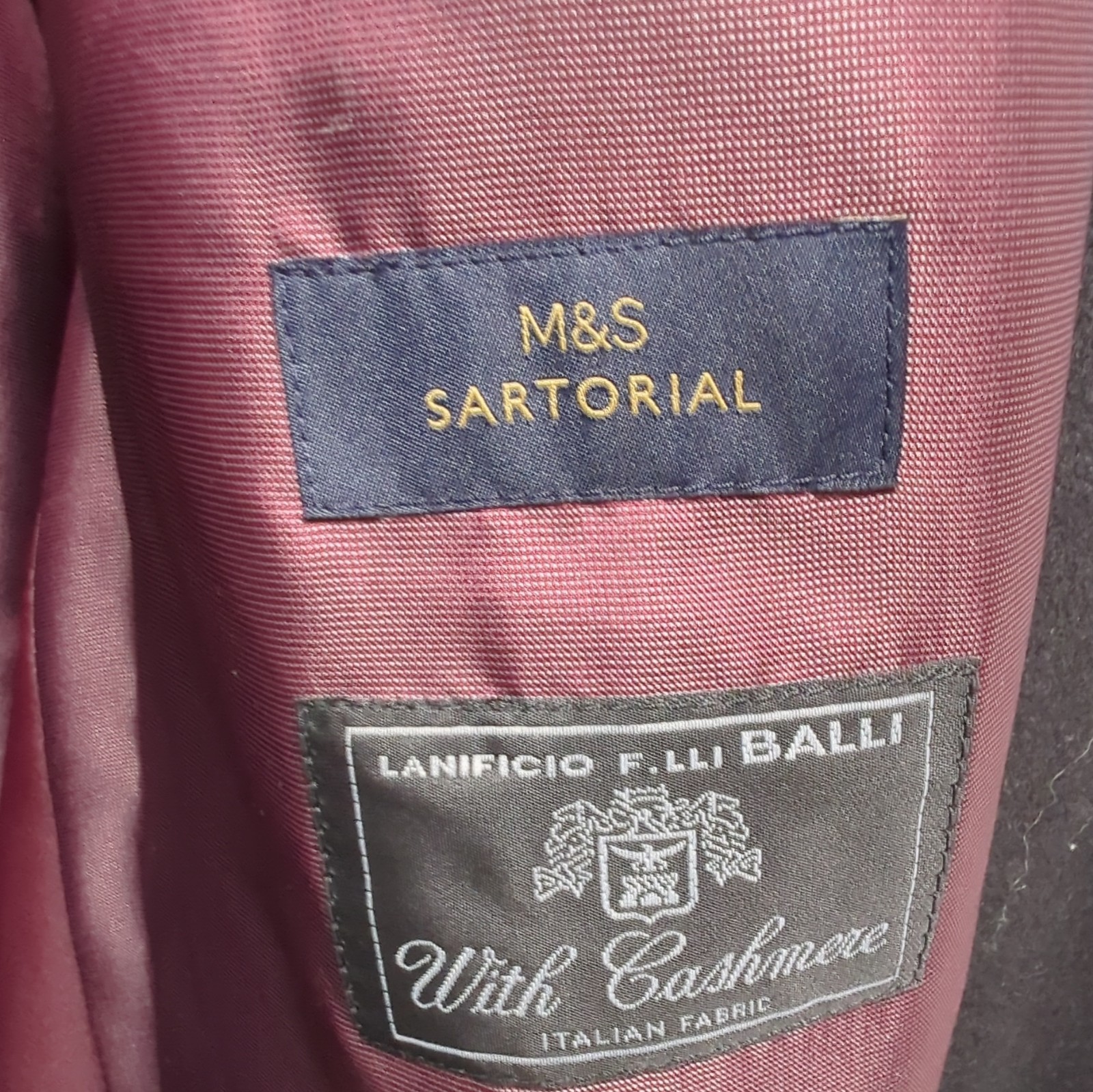 M&S Sartorial Mens Black Wool Overcoat Cashmere Lined 4XL Regular Mid-Length image 7