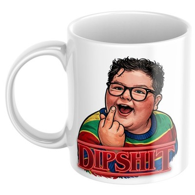 Parodie Stranger Things Tasse Dipsh*t Derek lustig britischer Humor Kaffee Tee Geschenk