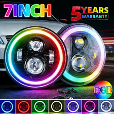 2x FOR Jeep Wrangler JK LJ TJ CJ RGB 7" inch Round LED Headlights DRL Light 2026