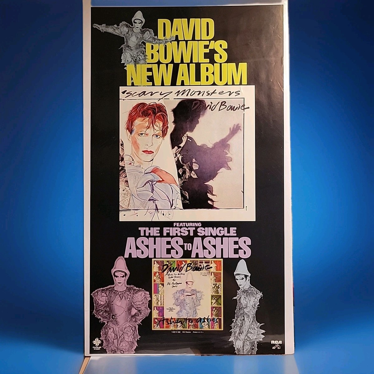 David Bowie 1980 Promo Poster Scary Monsters Near Mint Wrapped On