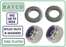 WASHERS AND NYLOC NUT SETS. M3 - M24. BZP 3MM - 24MM STEEL ZINC PLATED