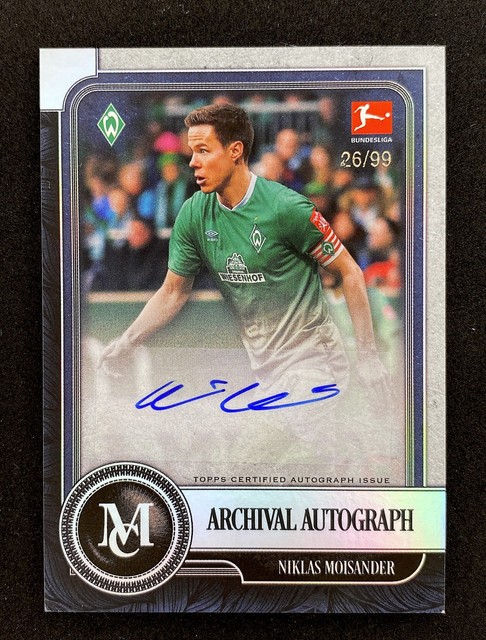 Topps 2019-20 Bundesliga Museum Niklas Moisander Auto /99 Werder Bremen