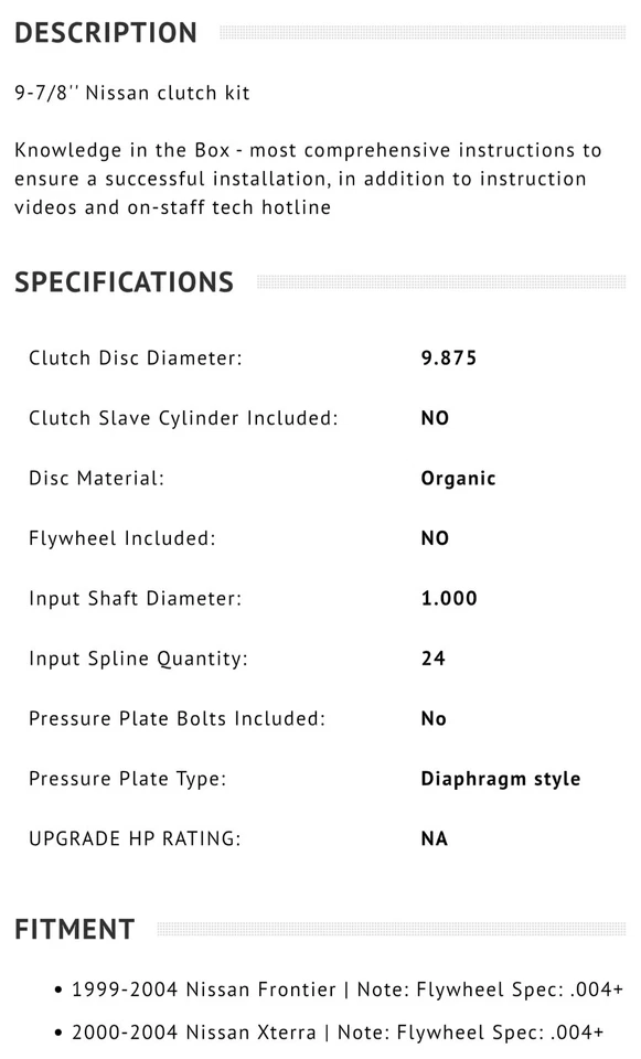 Transmission Clutch Kit - Nissan Frontier, Xterra (1999-2004) Rhino Pac 06-069  - Image 2 of 3