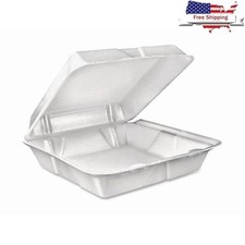 Large Disposable Foam Food Trays 1 Compartment 200 Count Insulated Takeout New