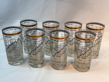 Dow Jones Average 10-Year (1958-1968) - Cera Glassware set of 8 Highball Glasses
