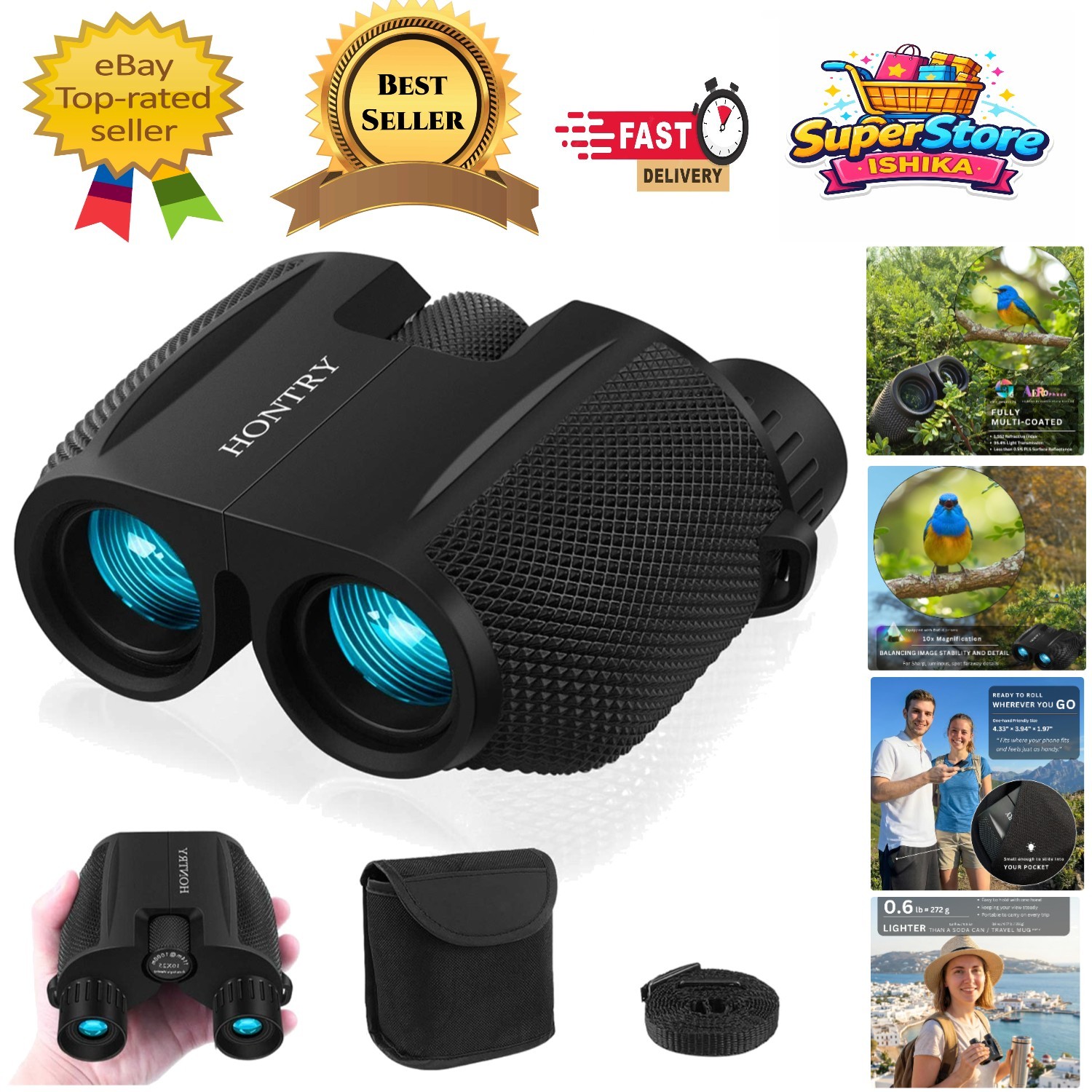 Water-Resistant 10x25 Binoculars for Adults & Kids - Perfect for Every Adventure