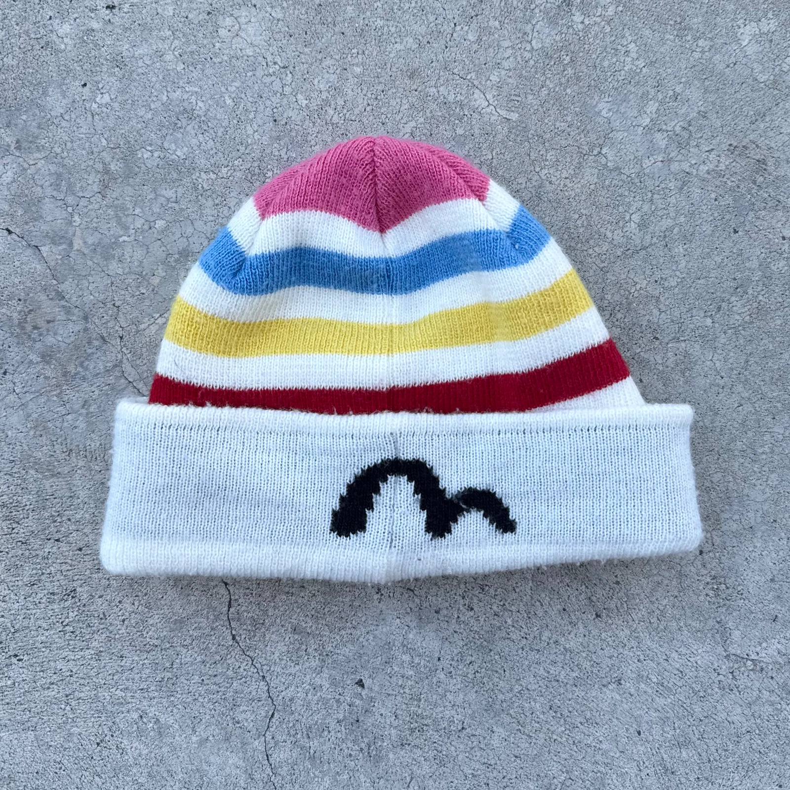 Vintage 2000s Y2K Evisu Japan Designer Graphic Knitted Beanie