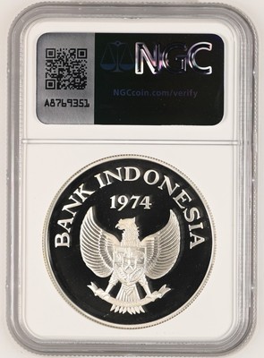 INDONESIA 5000 Rupiah 1974 Silver NGC PF69 Orangutan Conservation