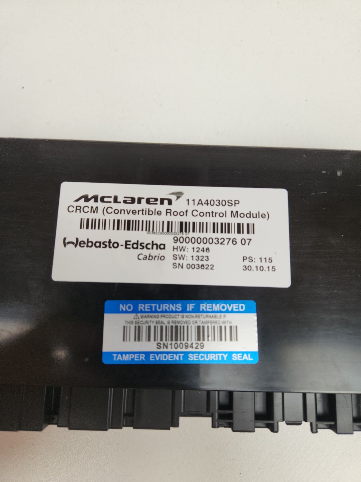 2015-2017 MCLAREN 675LT CONVERTIBLE ROOF TOP CONTROL MODULE UNIT 11A4030SP OEM 
