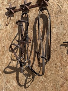 COB SIZED BROWN LEATHER HAVANA BRIDLE WEBB REINS 4 3/4" LOOSE RING SNAFFLE