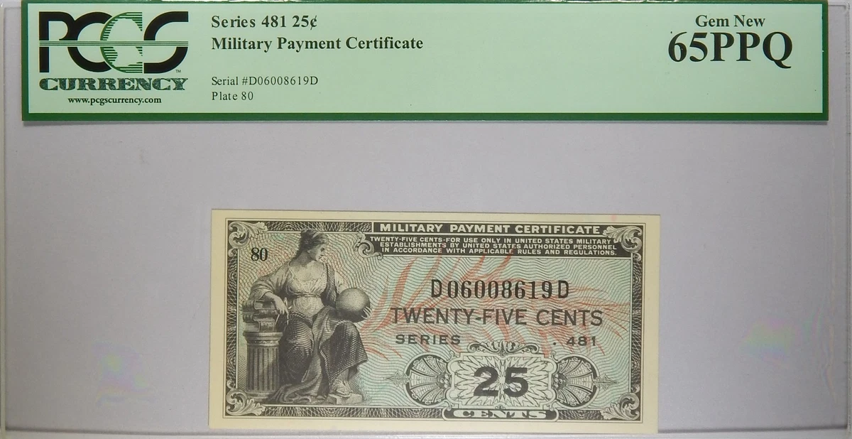 25c Denomination US Military Payment Certificates for sale | eBay