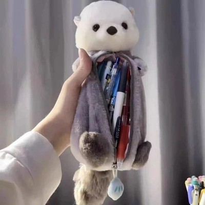 Sea Otter Plush Doll Pencil Case - Large Capacity & Multi-functional Bag