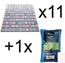 11x Moroccan Classic Multi Colour Ceramic Square Turkish Mosaic Wall Tile +Grout