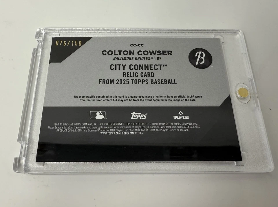 Colton Cowser /150 2025 Topps Series 1 - City Connect Swatch Collection - Image 4 of 4