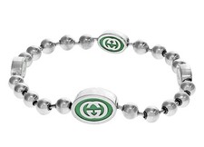 GUCCI Boule Green Imperial Enamel Silver Brac...