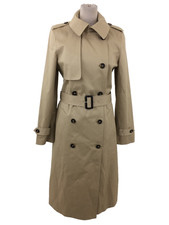 M&S Women's Trench Coat Size 8 Beige Belted Pockets Lined Double Breasted New