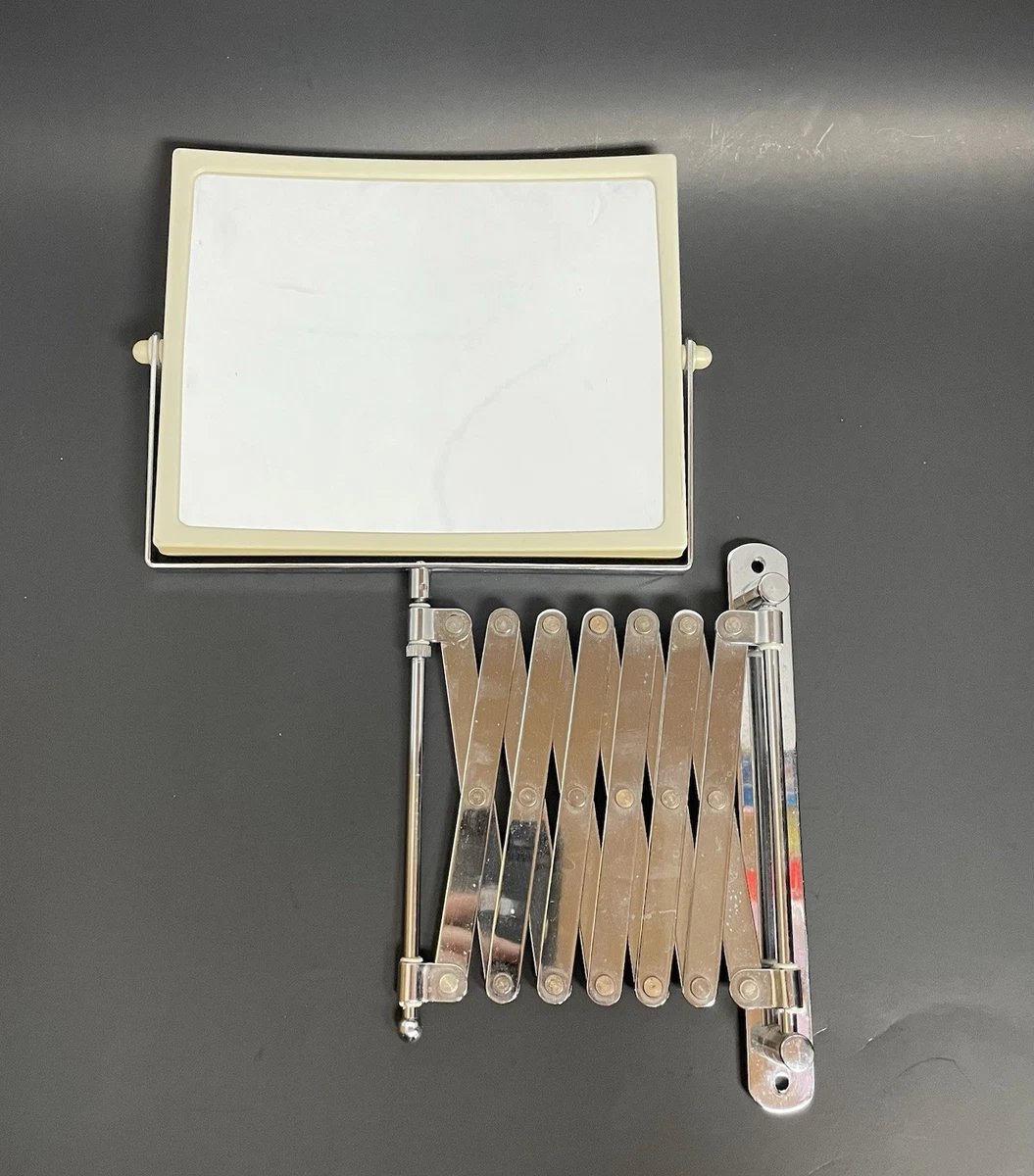 VTG Accordion Wall Mount Pivoting Make Up Vanity Mirror Scissor MCM Bathroom