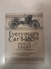 Orig 1908 BRUSH RUNABOUT Model E 24 28 SHOWROOM PRICES BROUCHERE VERY RARE HTF 