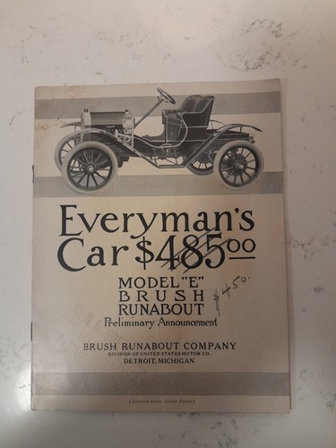 Orig 1908 BRUSH RUNABOUT Model E 24 28 SHOWROOM PRICES BROUCHERE VERY RARE HTF 