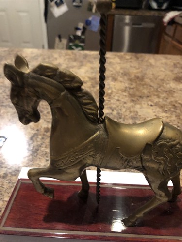Carousel Horse Table Top Statue Brass 8 3/4" T. Hollywood Regency Vintage - Picture 3 of 10