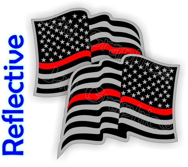 Reflective FIREFIGHTER American Flag Hard Hat Stickers Flags Decals