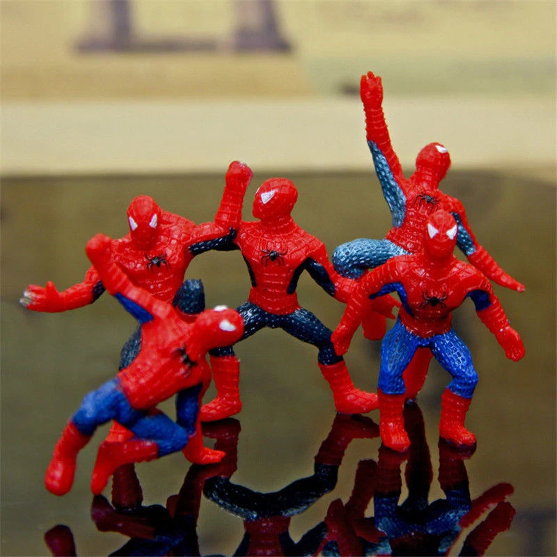 6Pcs Mini Spiderman PVC Figures Toys Spider Man Car Home Decoration