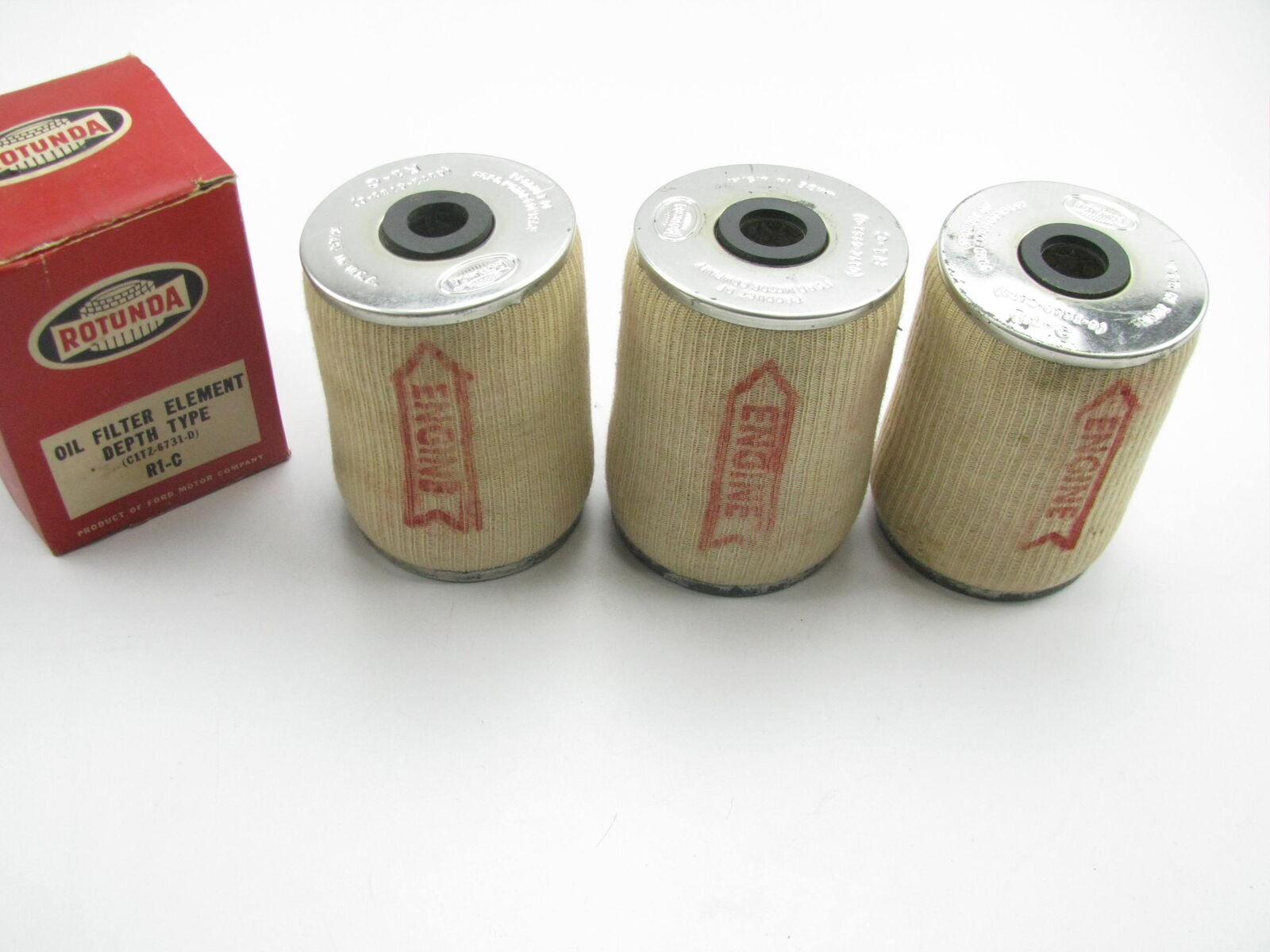 (3) Vintage Rotunda R1C Oil Filter Elements - Replaces FORD # C1TZ-6731-D 3-PACK