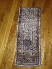 Oscar de la Renta Gray Orange Purple Ornate Medallion 100 Silk Oblong Scarf 51"