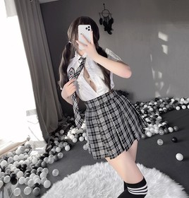 Women Sexy Lingerie Temptation Student Role Play Uniform School Girl Cosplay Set