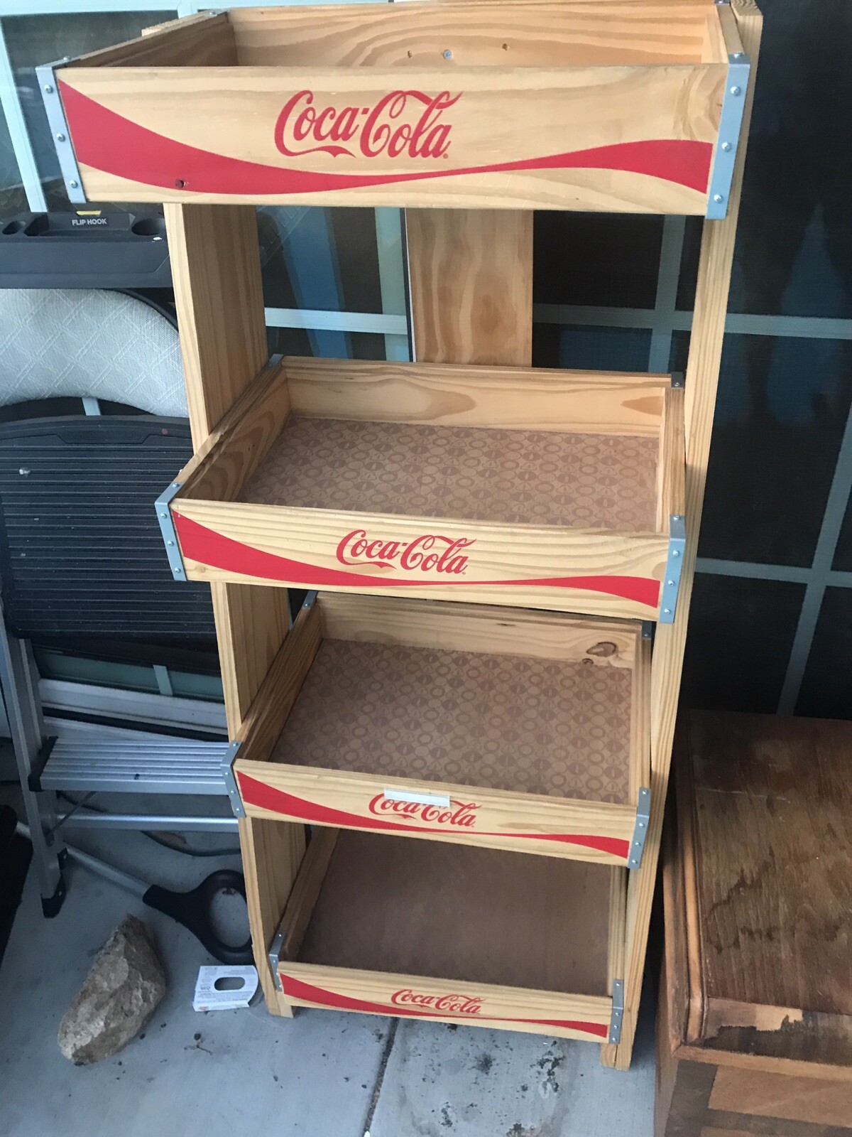 Coca Cola Coke 4 Tier Wooden Advertising Store Display Stand Rack eBay