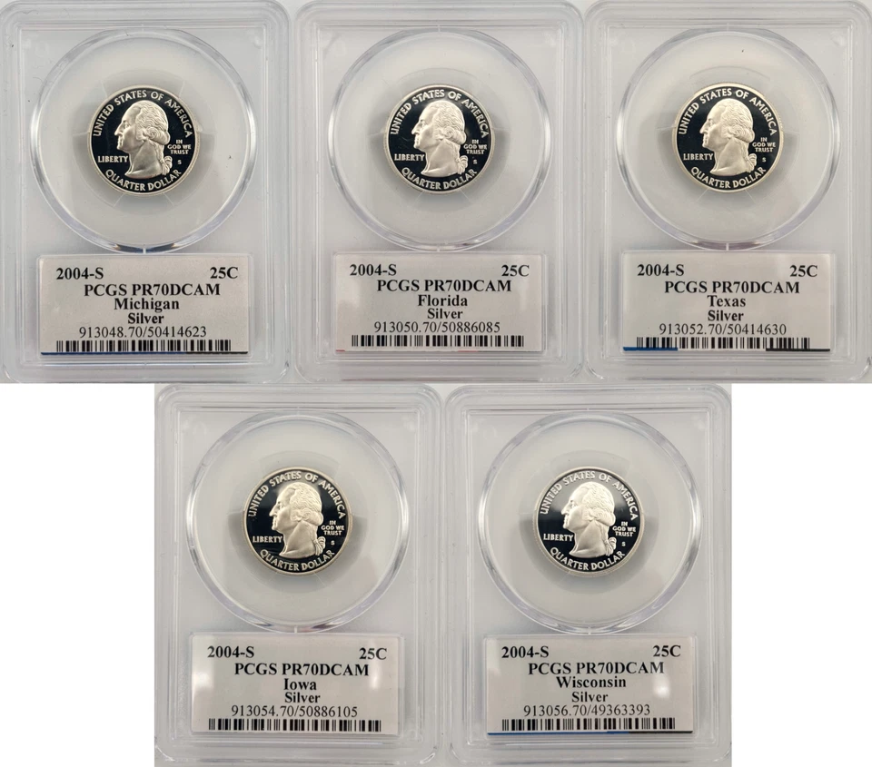 2004  S State Proof SILVER PCGS 70 Five Coin Quarter Set - Image 2 of 2